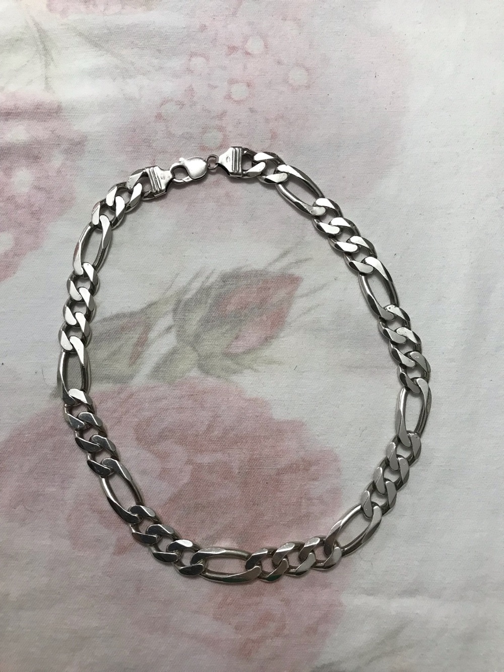 Sterling Silver 925 Italy Figaro Link Lobster Clasp Chain Necklace 18.5” 99.99 g